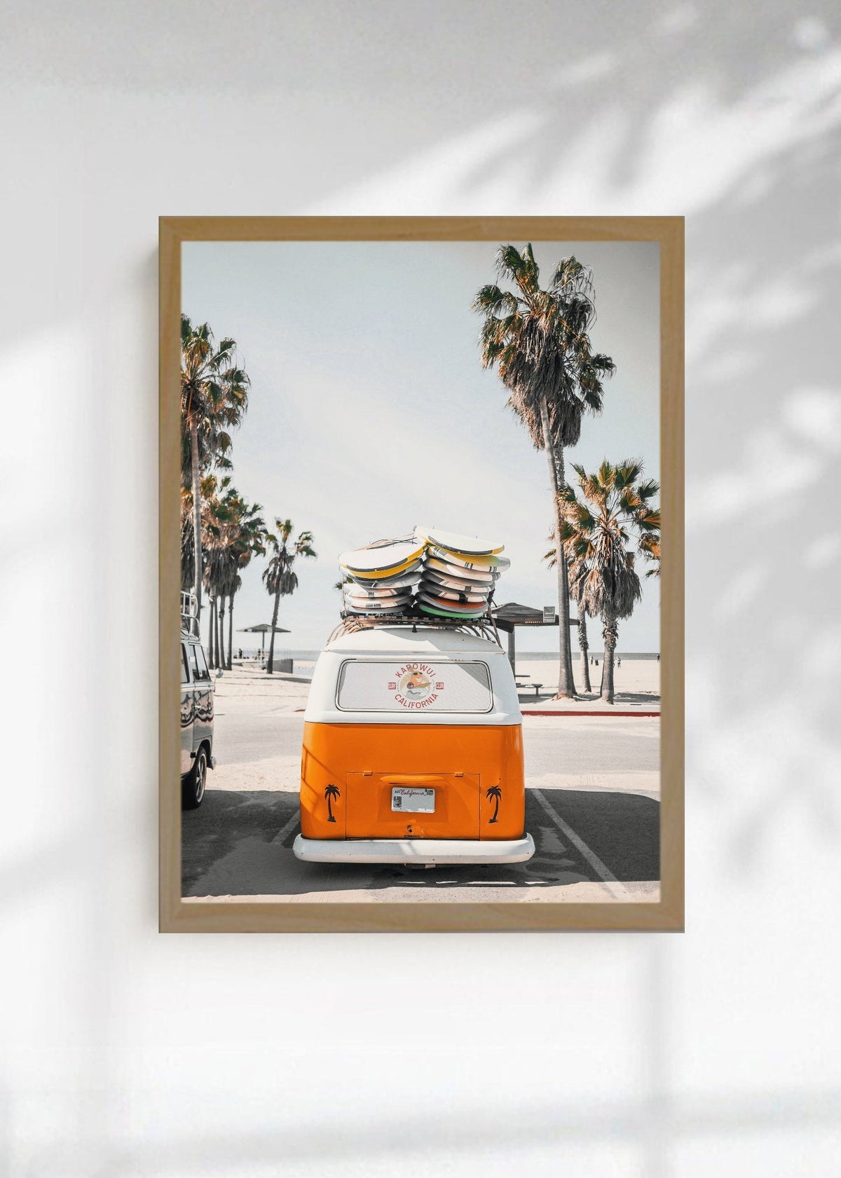 Cuadro Decorativo Playa, Combi Naranja Palmeras