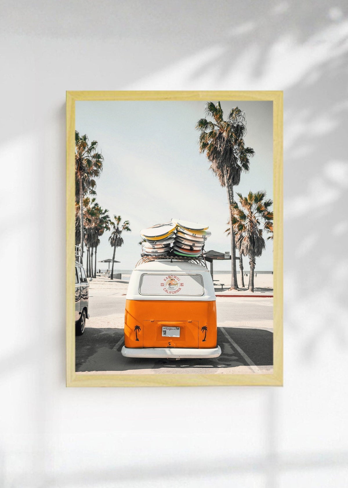 Cuadro Decorativo Playa, Combi Naranja Palmeras
