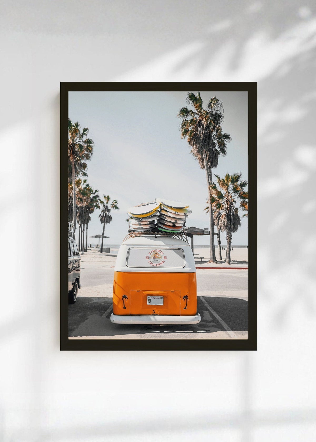 Cuadro Decorativo Playa, Combi Naranja Palmeras