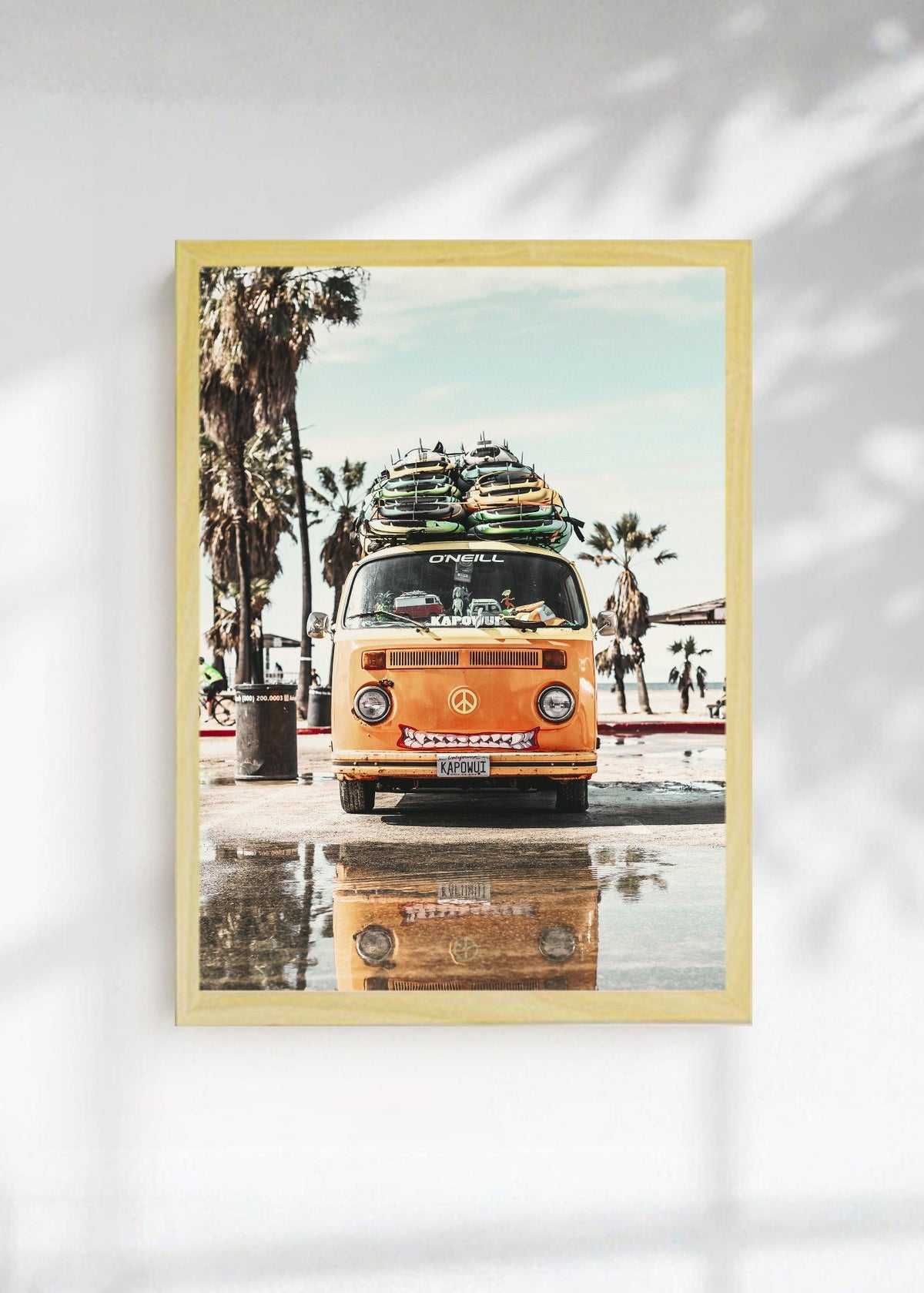 Cuadro Decorativo Playa, Combi Naranja Tablas