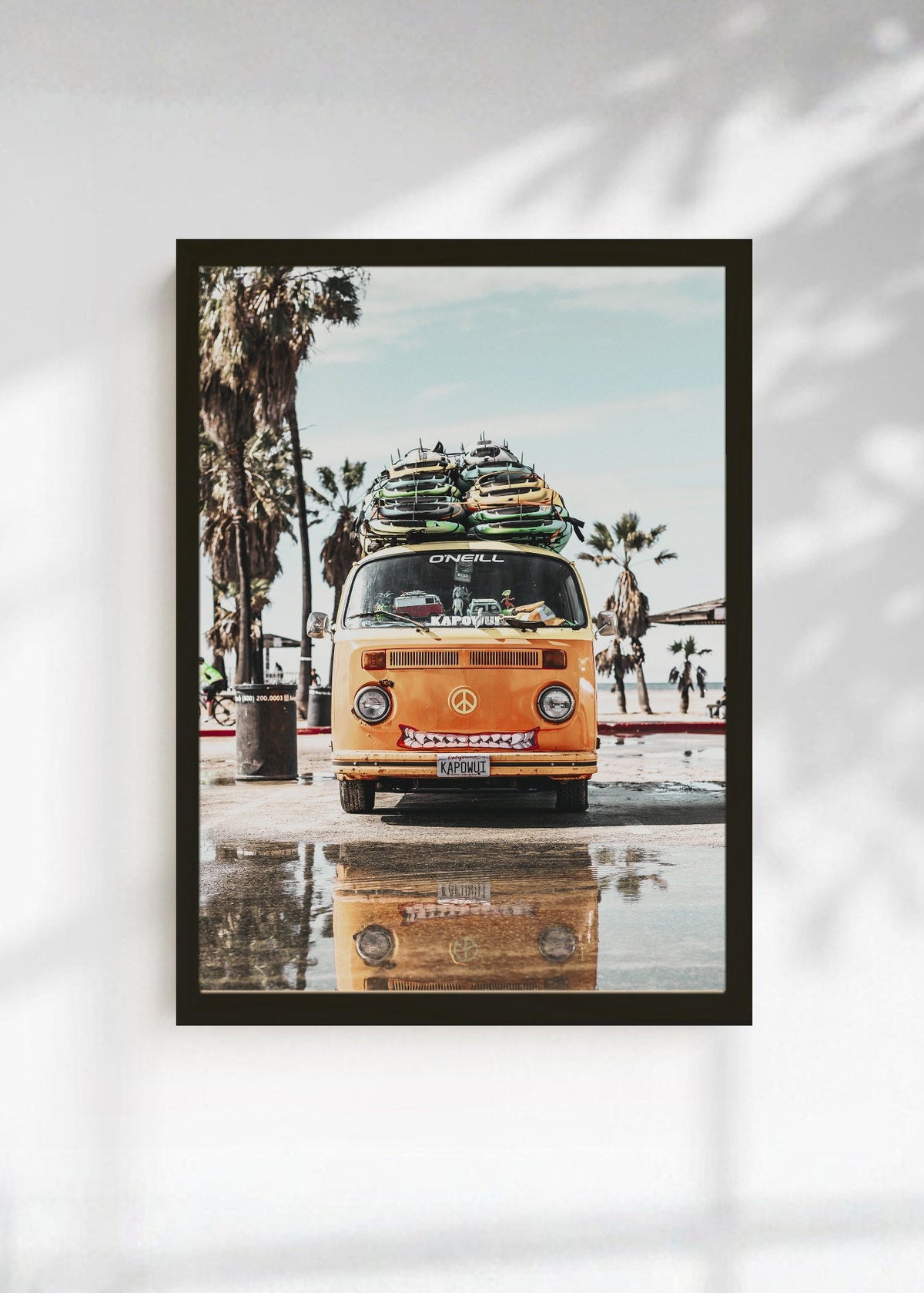 Cuadro Decorativo Playa, Combi Naranja Tablas