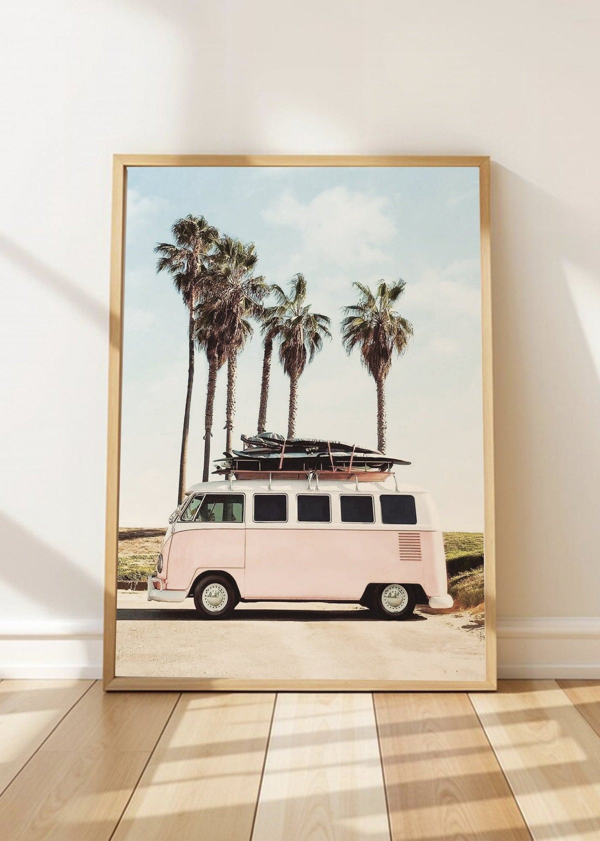 Cuadro Decorativo Playa, Combi Rosa Tablas