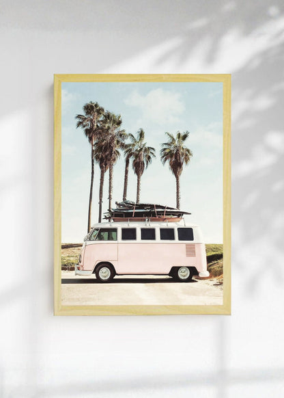 Cuadro Decorativo Playa, Combi Rosa Tablas