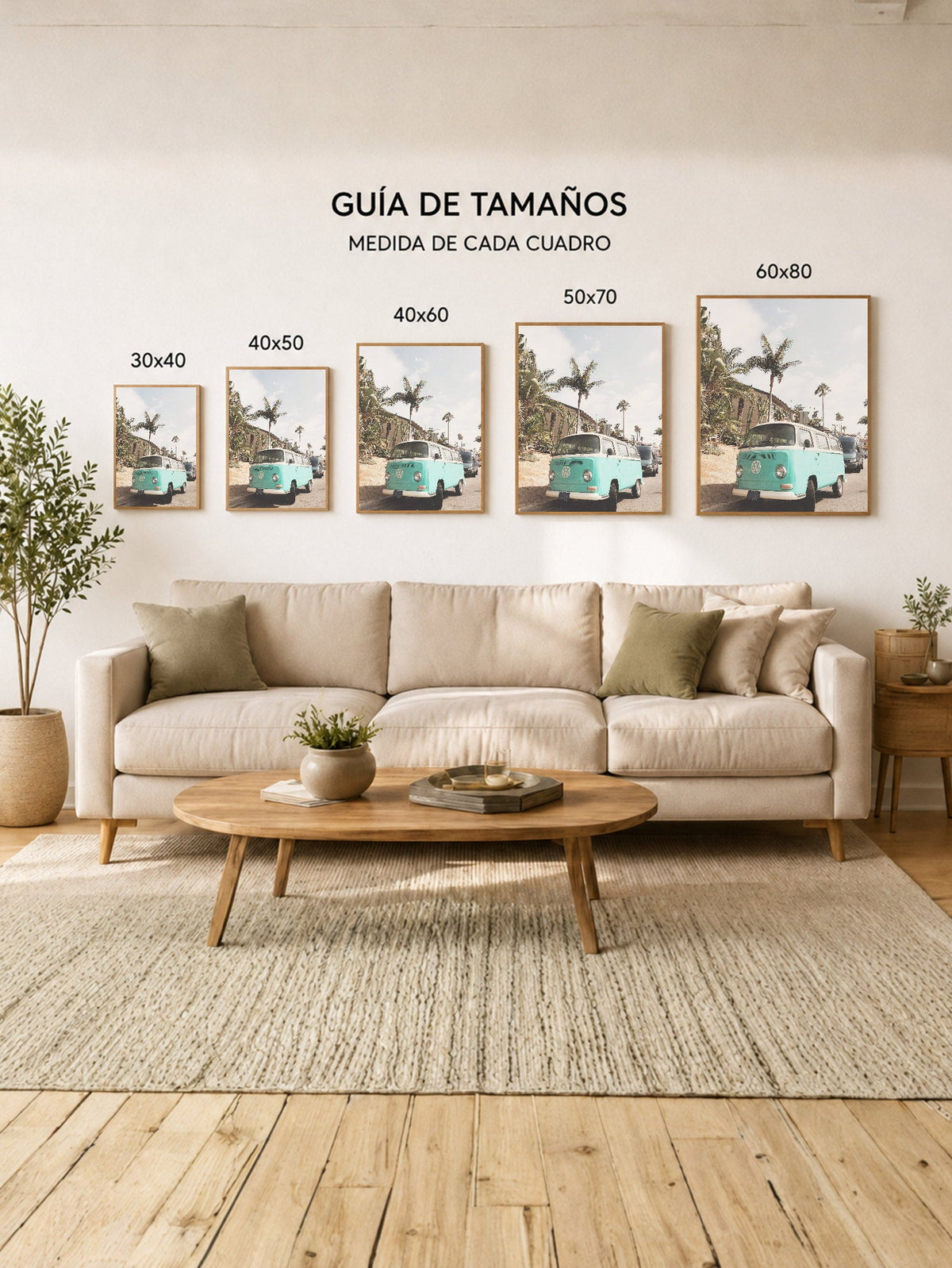 Cuadro Decorativo Playa, Combi Turquesa Palmeras