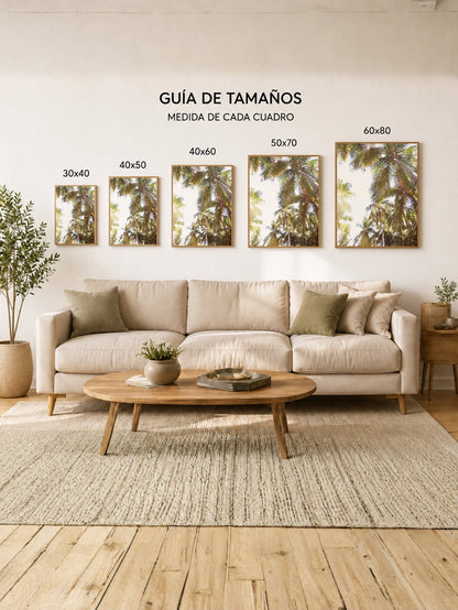 Cuadro Decorativo Playa, Copas Palmeras Cielo