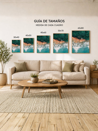 Cuadro Decorativo Playa, Costa Aérea Rocas Turquesa