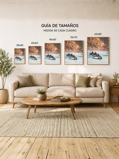 Cuadro Decorativo Playa, Delfines Saltando Mar