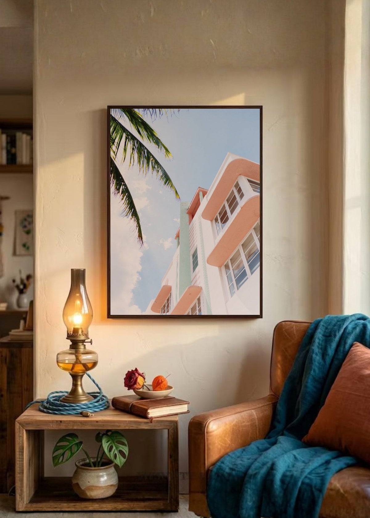 Cuadro Decorativo Playa, Edificio Déco Palmera