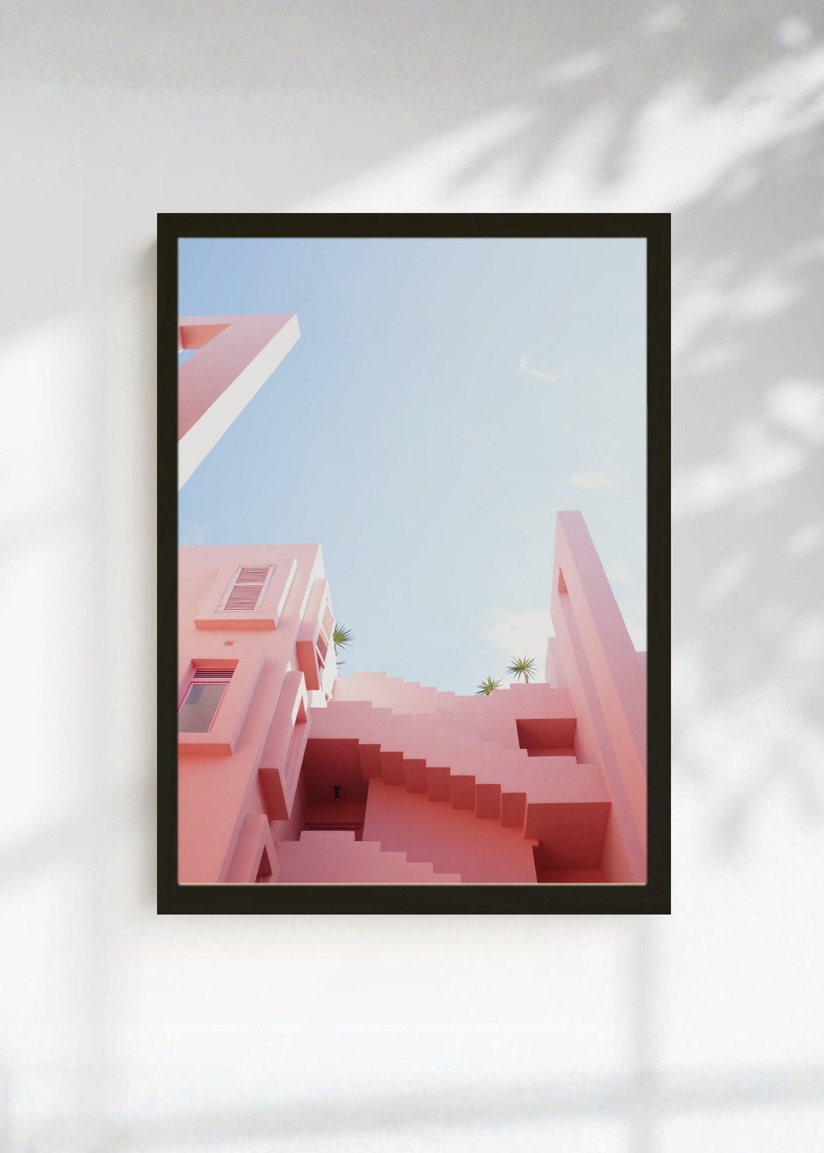 Cuadro Decorativo Playa, Edificio Escaleras Rosa