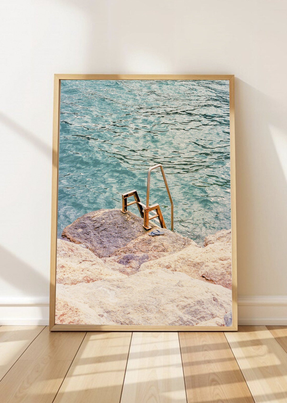 Cuadro Decorativo Playa, Escalera Pileta Roca