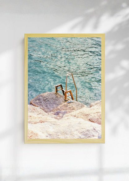 Cuadro Decorativo Playa, Escalera Pileta Roca