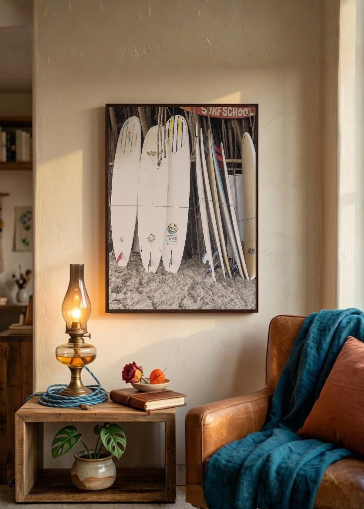 Cuadro Decorativo Playa, Escuela Surf Tablas
