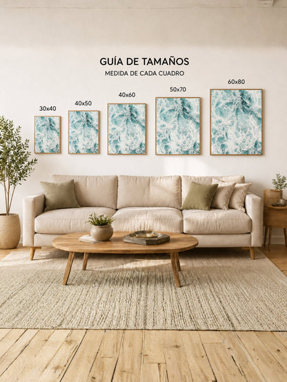 Cuadro Decorativo Playa, Espuma Textura Turquesa