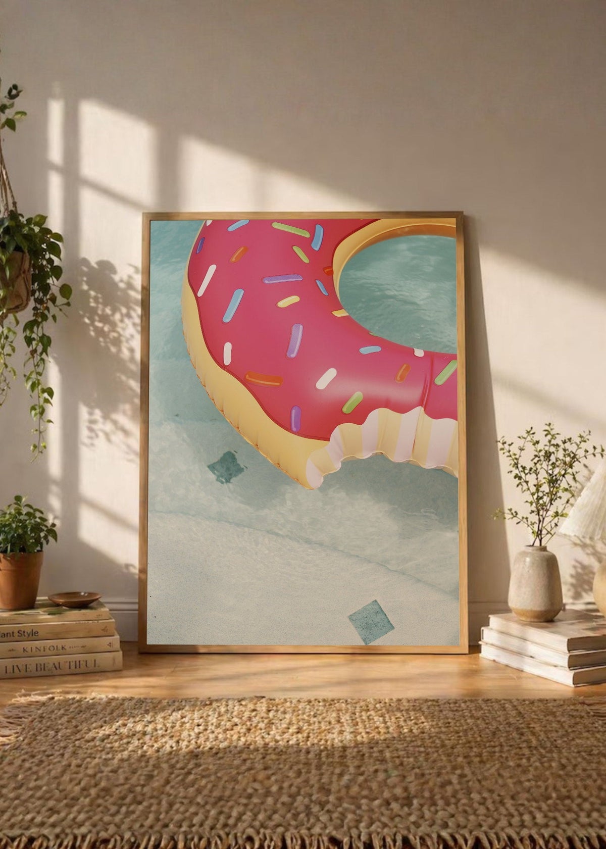 Cuadro Decorativo Playa, Flotador Dona Rosa