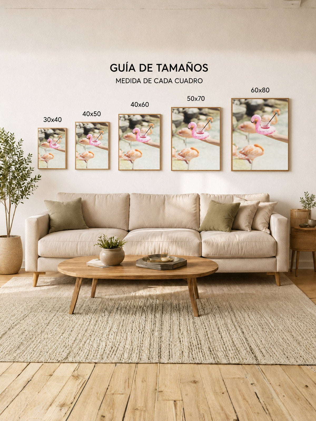 Cuadro Decorativo Playa, Flotador Flamenco Mano