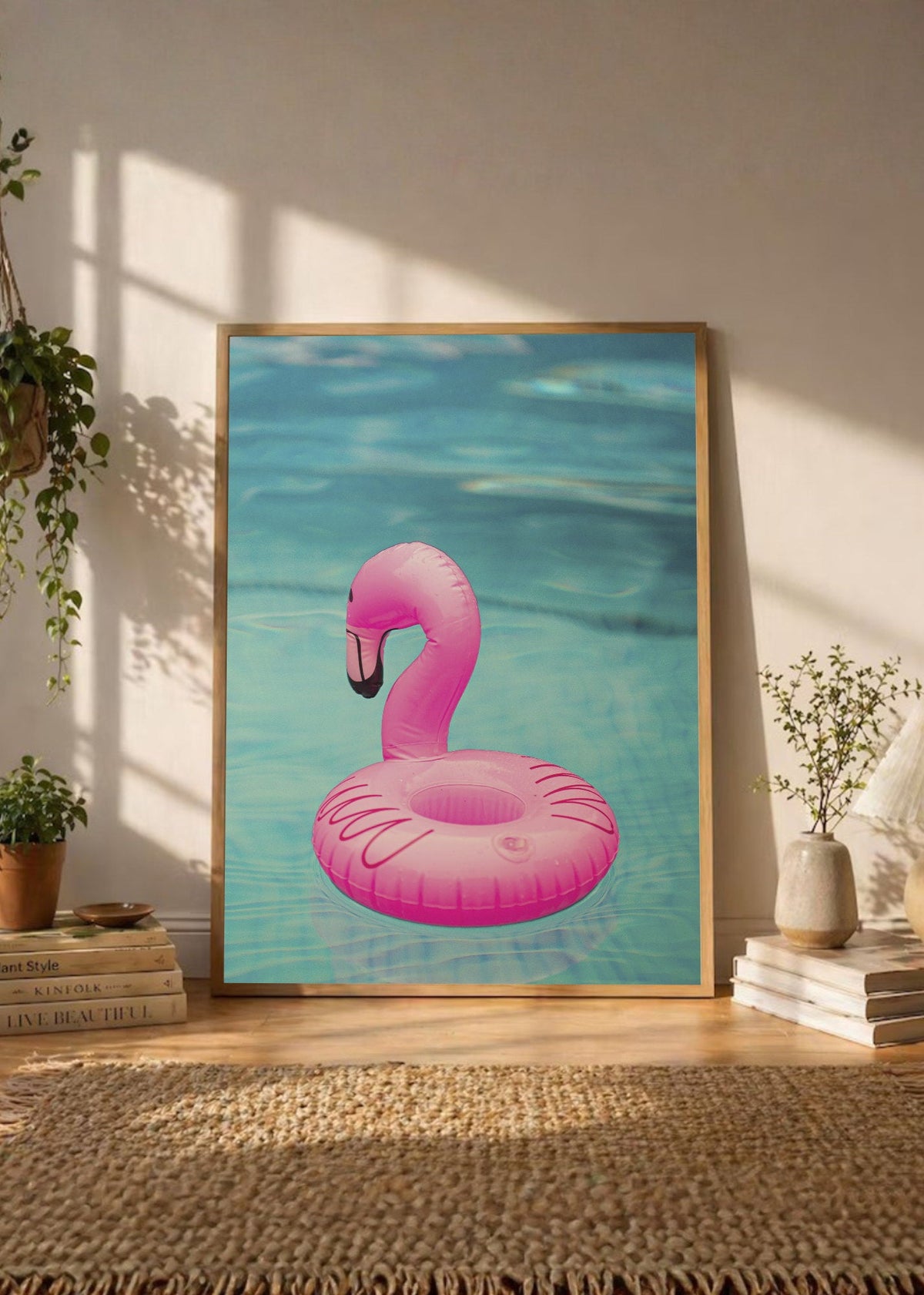 Cuadro Decorativo Playa, Flotador Flamenco Rosa