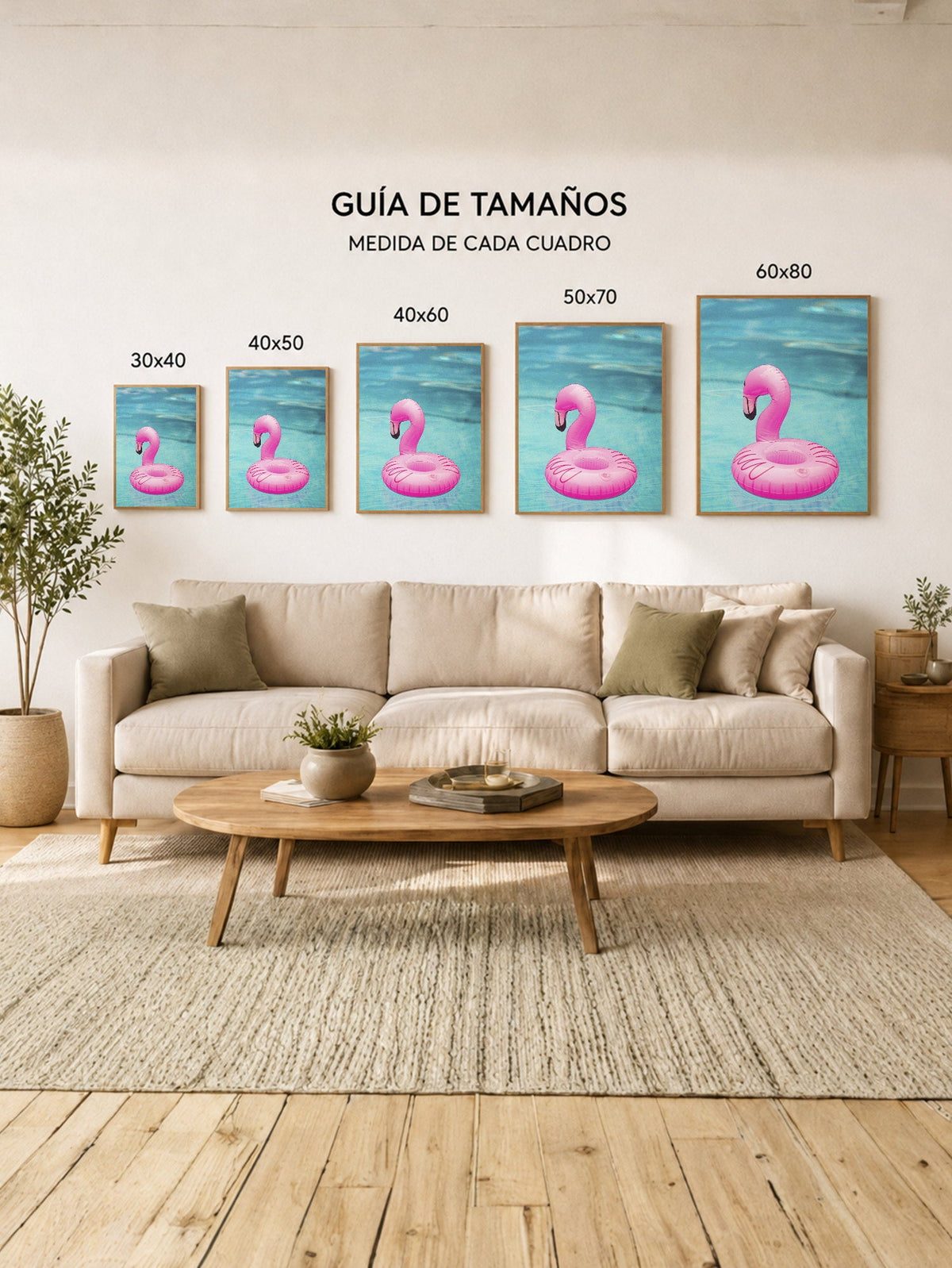 Cuadro Decorativo Playa, Flotador Flamenco Rosa