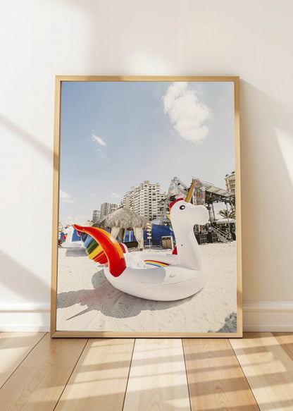 Cuadro Decorativo Playa, Flotador Unicornio