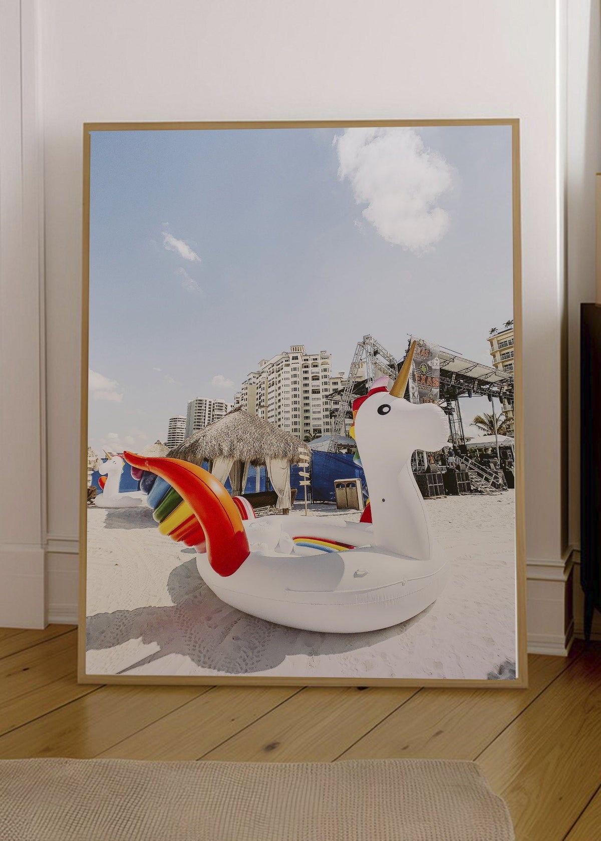 Cuadro Decorativo Playa, Flotador Unicornio