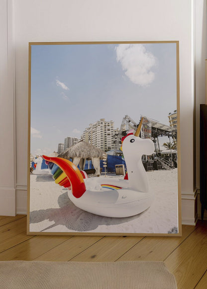 Cuadro Decorativo Playa, Flotador Unicornio