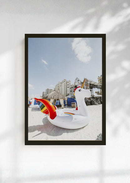 Cuadro Decorativo Playa, Flotador Unicornio