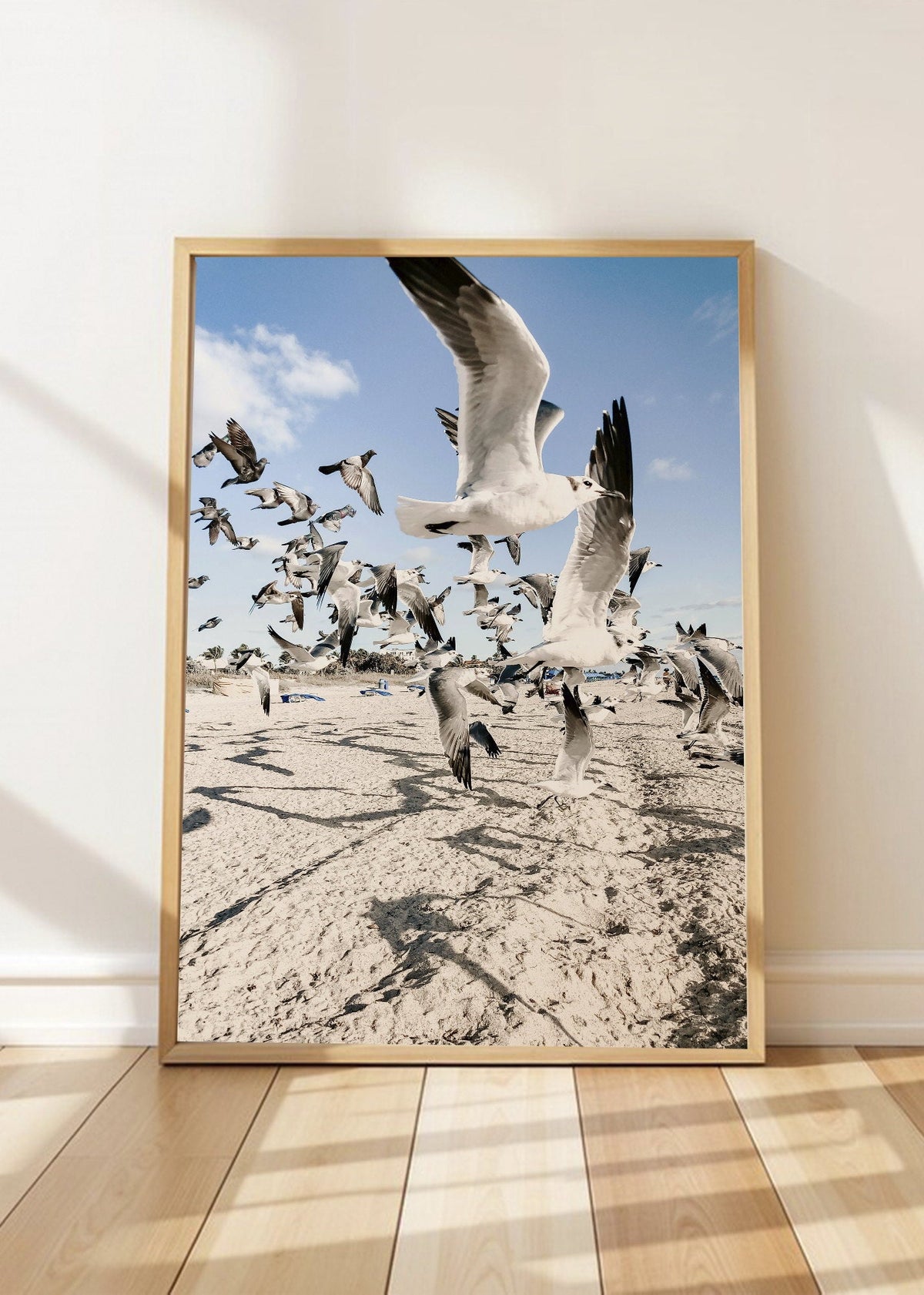 Cuadro Decorativo Playa, Gaviotas Volando Arena