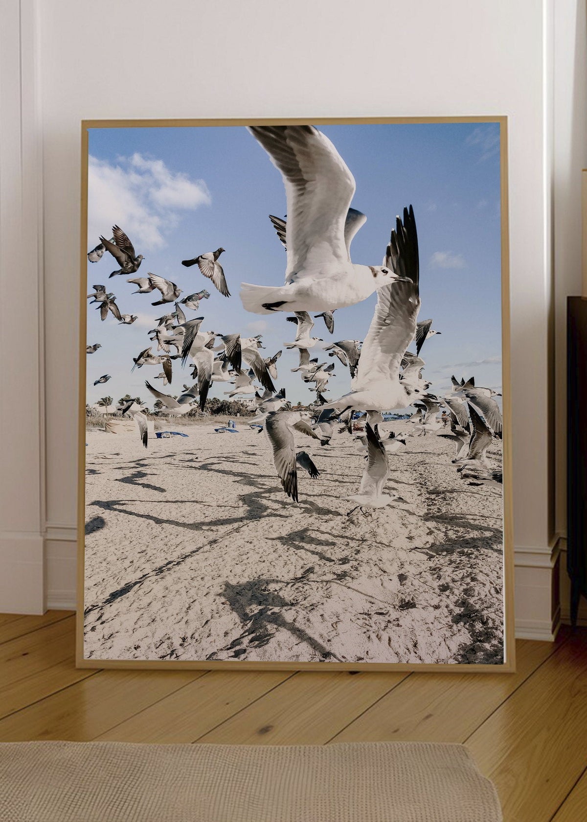 Cuadro Decorativo Playa, Gaviotas Volando Arena