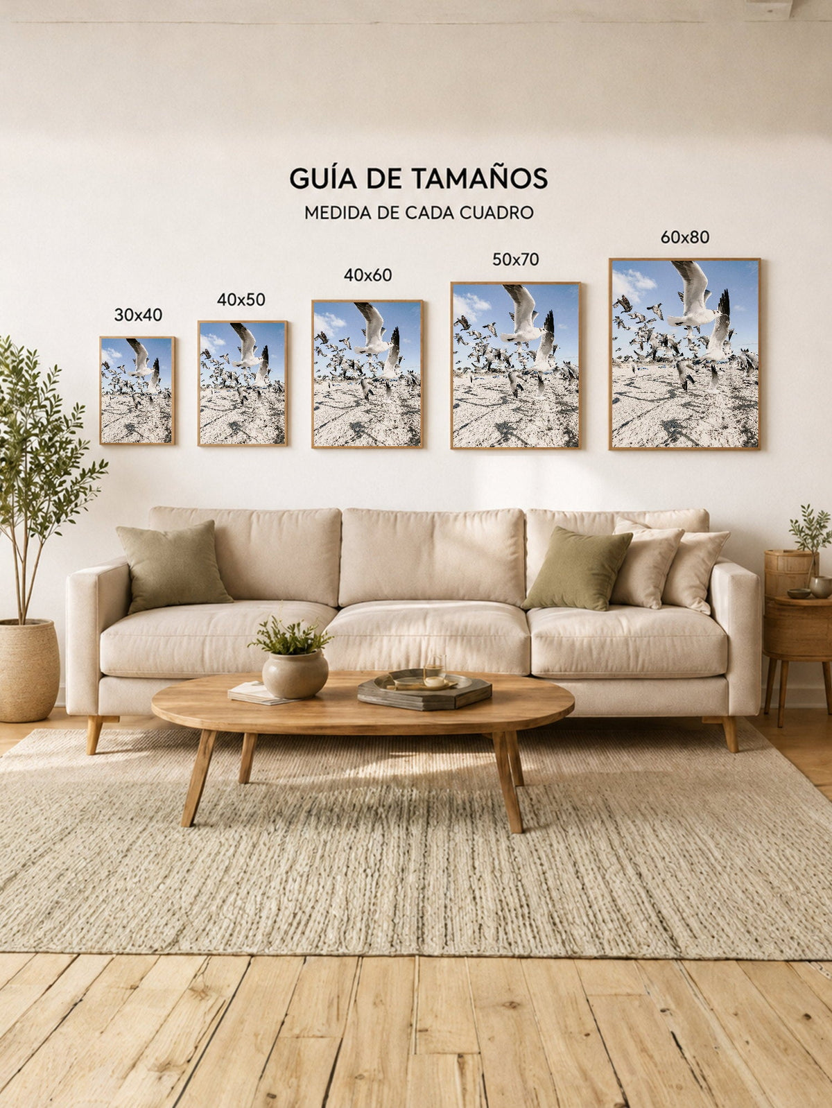 Cuadro Decorativo Playa, Gaviotas Volando Arena