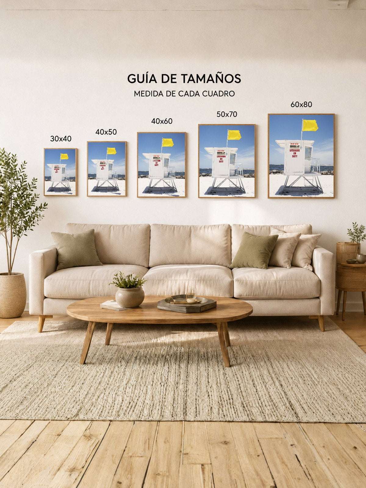 Cuadro Decorativo Playa, Guardavidas Bandera Amarilla