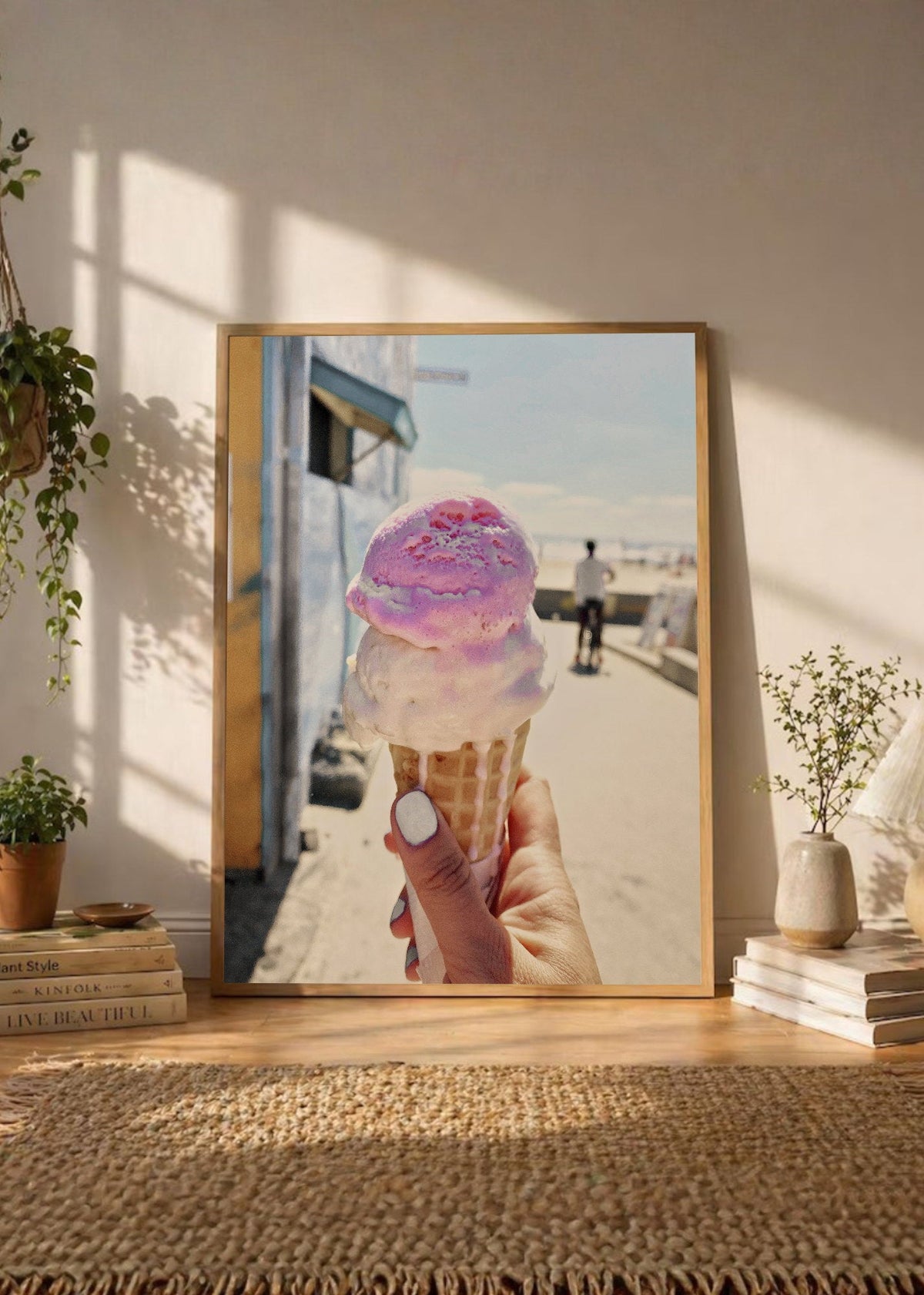 Cuadro Decorativo Playa, Helado Mano Pastel