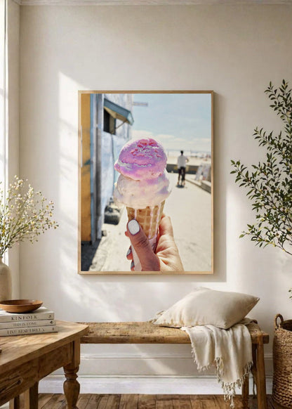Cuadro Decorativo Playa, Helado Mano Pastel