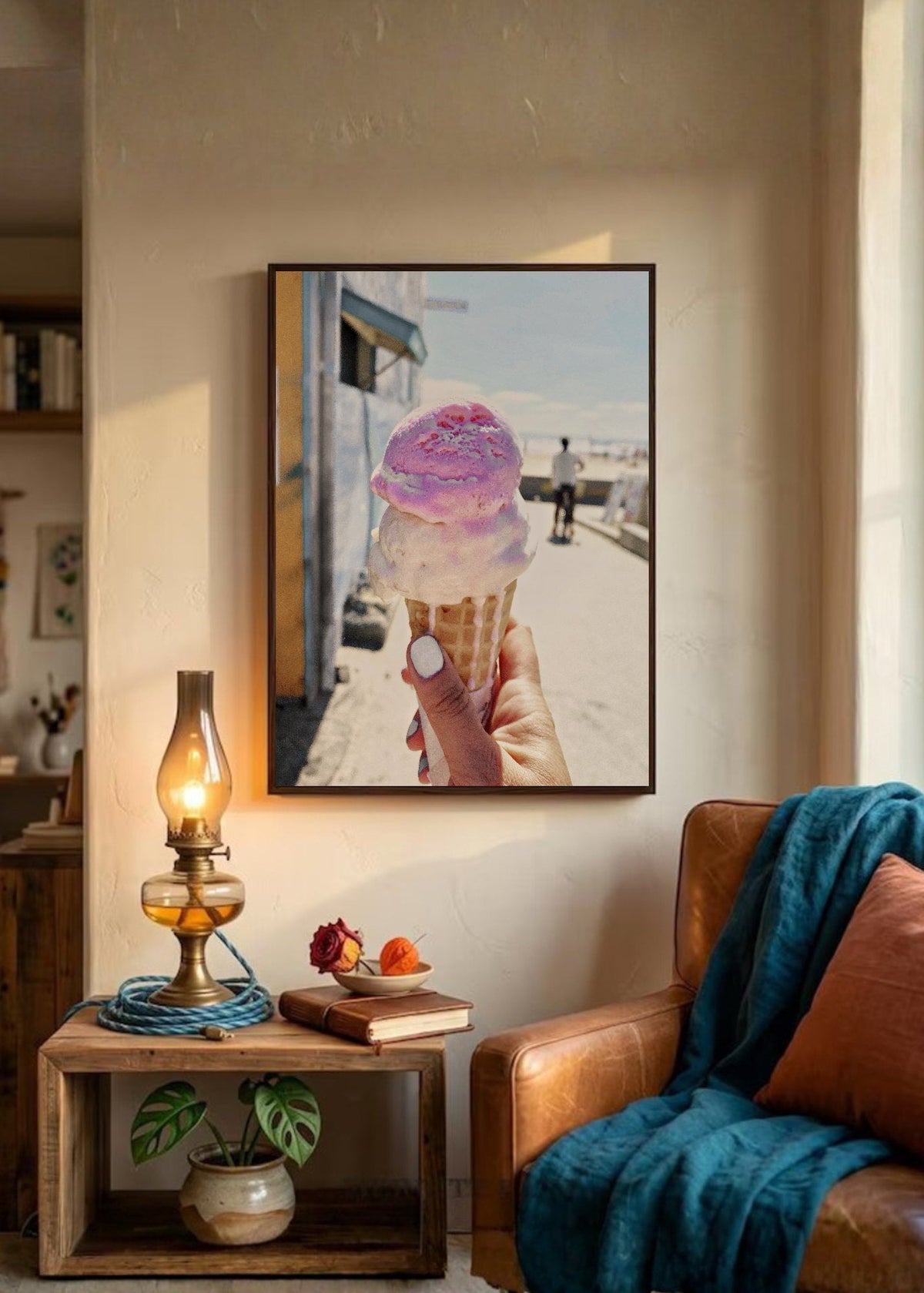 Cuadro Decorativo Playa, Helado Mano Pastel