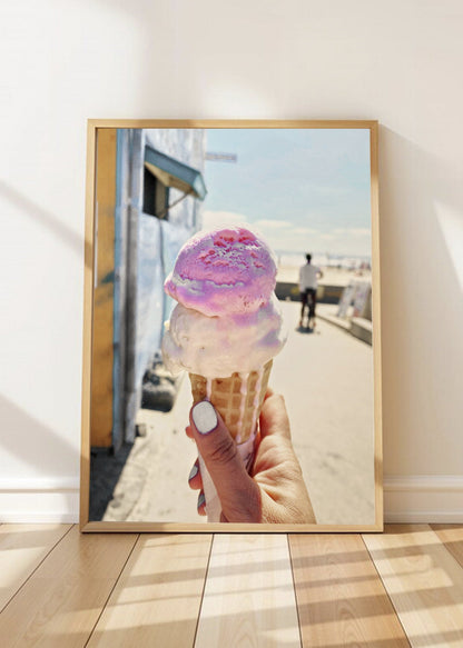 Cuadro Decorativo Playa, Helado Mano Pastel
