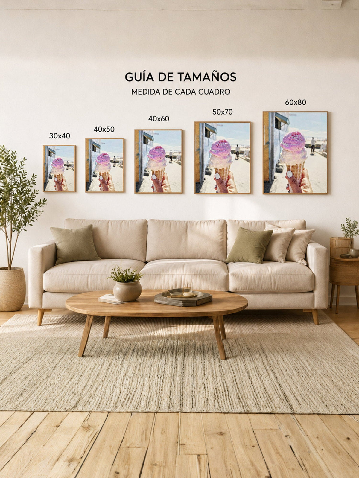 Cuadro Decorativo Playa, Helado Mano Pastel