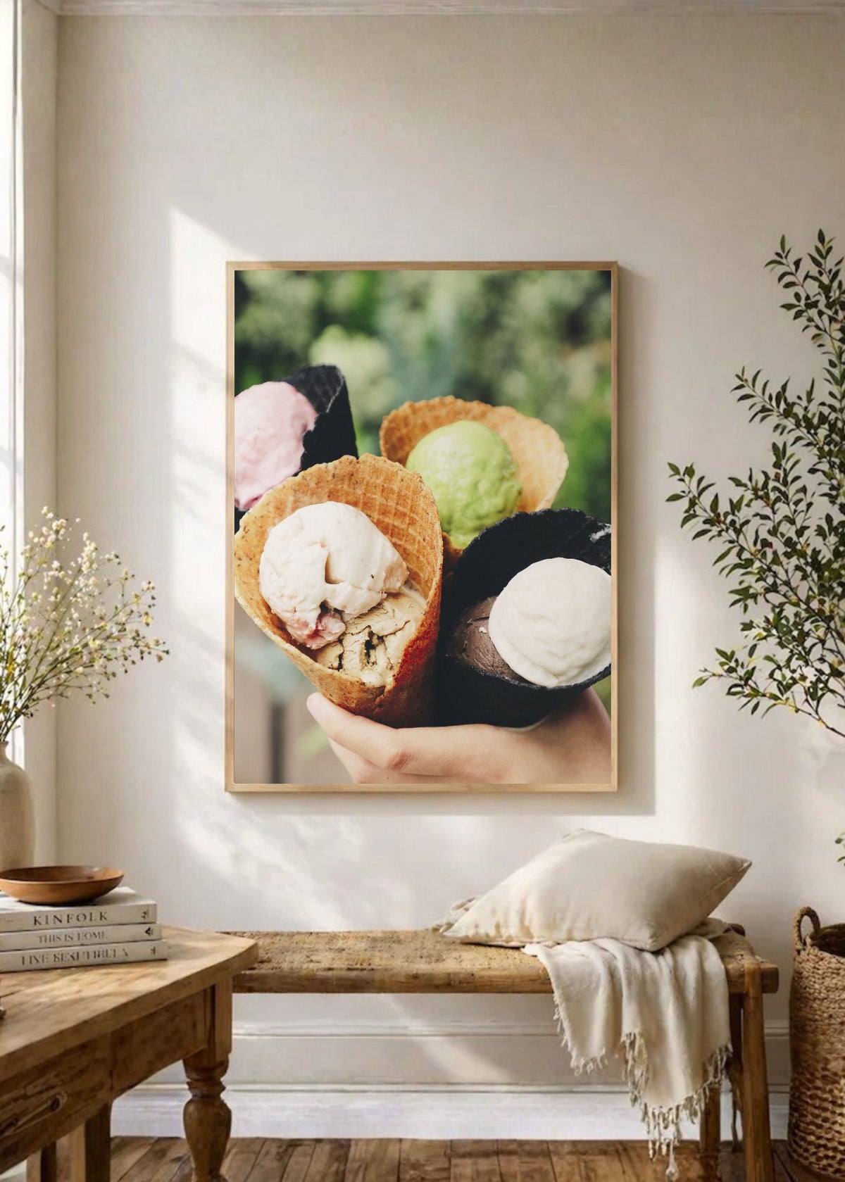 Cuadro Decorativo Playa, Helados Cucuruchos Pastel