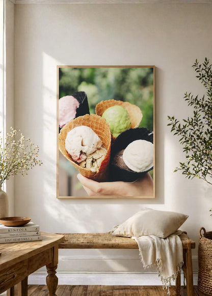 Cuadro Decorativo Playa, Helados Cucuruchos Pastel