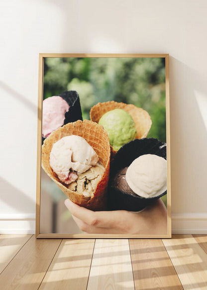 Cuadro Decorativo Playa, Helados Cucuruchos Pastel
