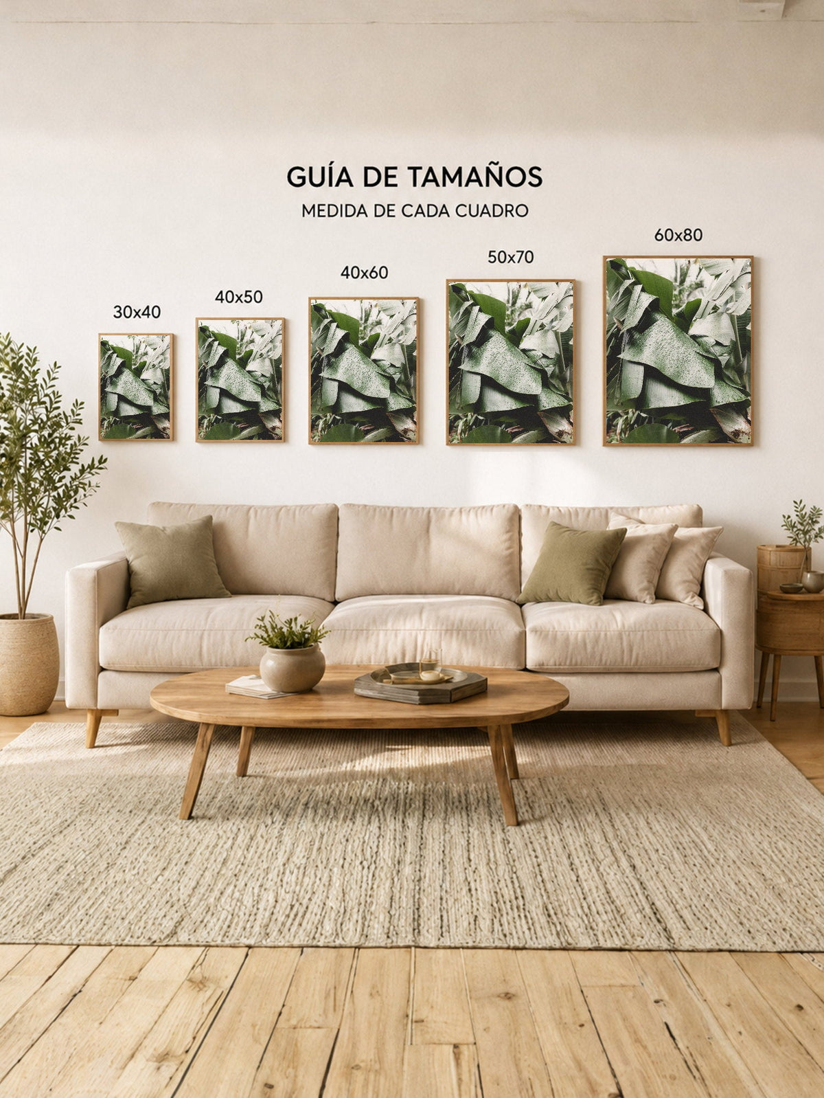 Cuadro Decorativo Playa, Hojas Banano Salvia