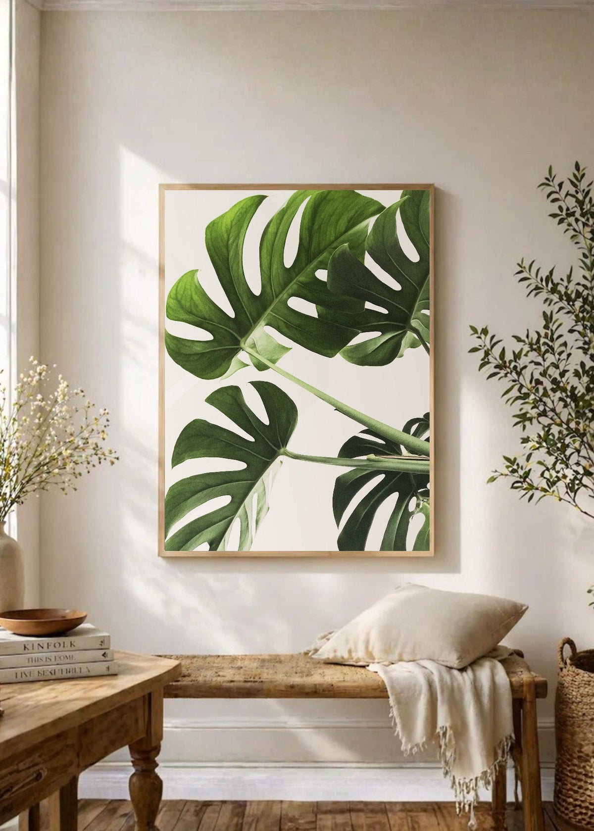 Cuadro Decorativo Playa, Hojas Monstera Verde