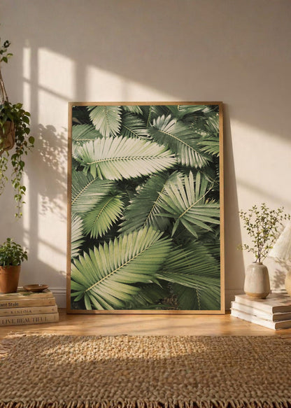 Cuadro Decorativo Playa, Hojas Palmera Verde