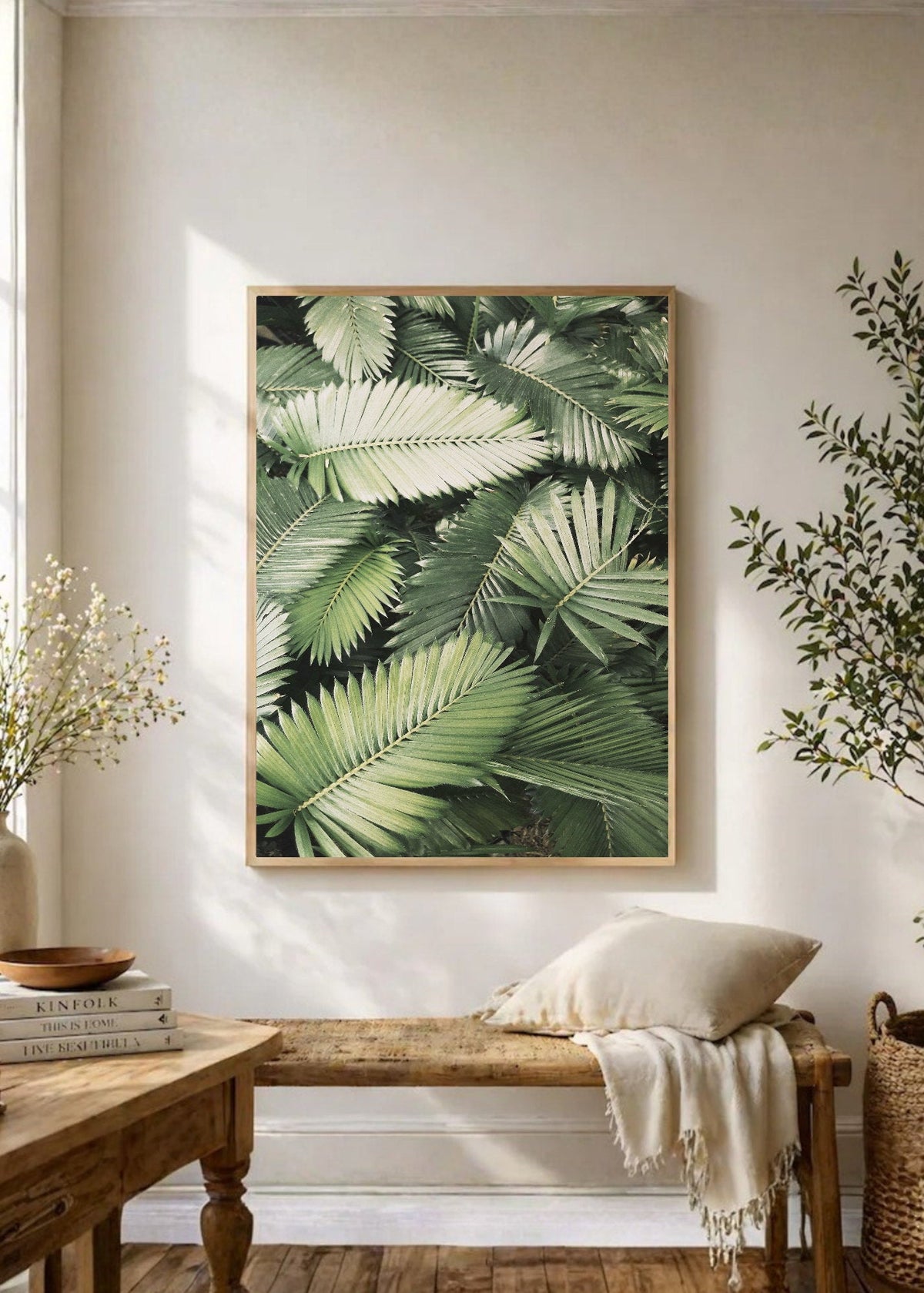 Cuadro Decorativo Playa, Hojas Palmera Verde