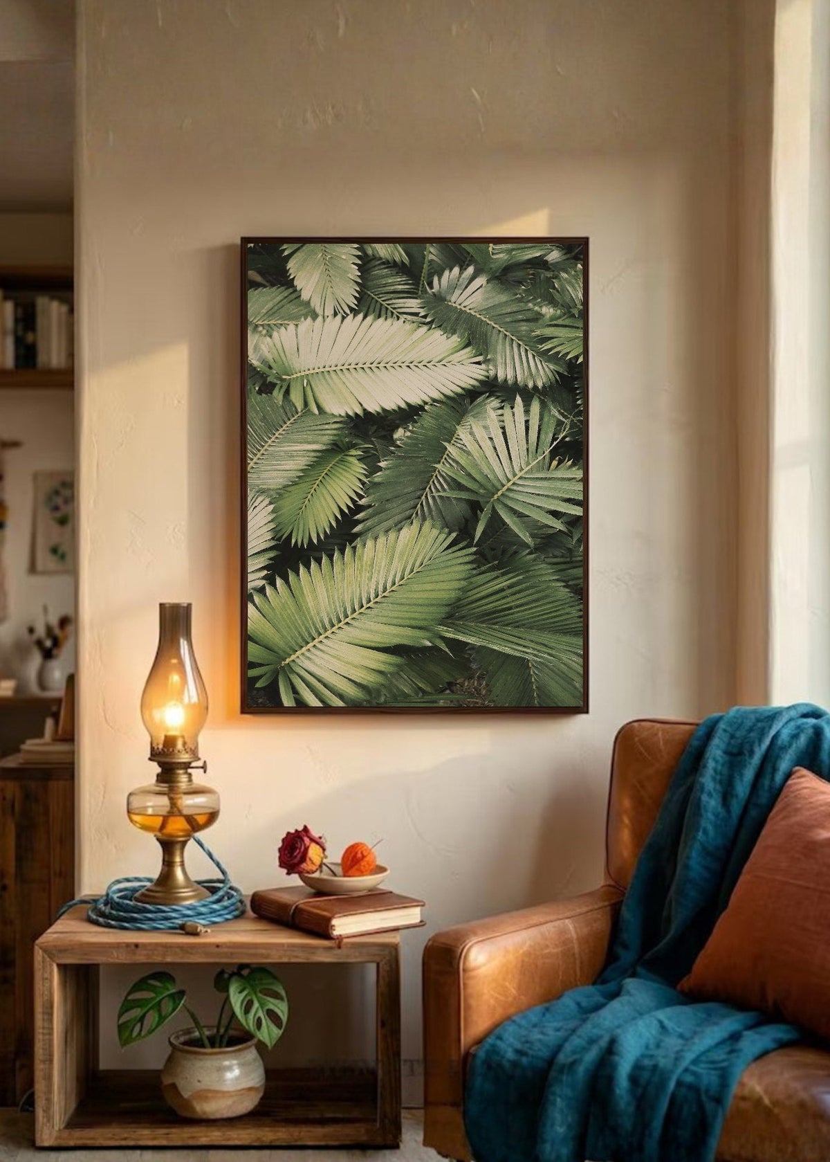 Cuadro Decorativo Playa, Hojas Palmera Verde