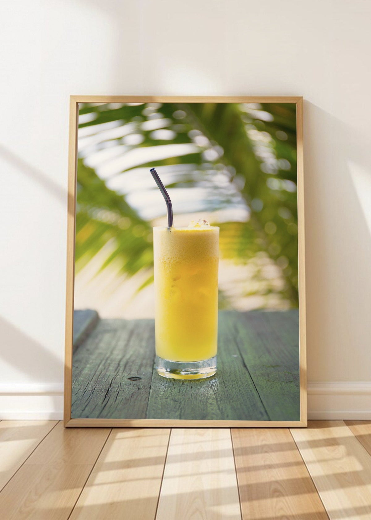 Cuadro Decorativo Playa, Jugo Amarillo Palmera