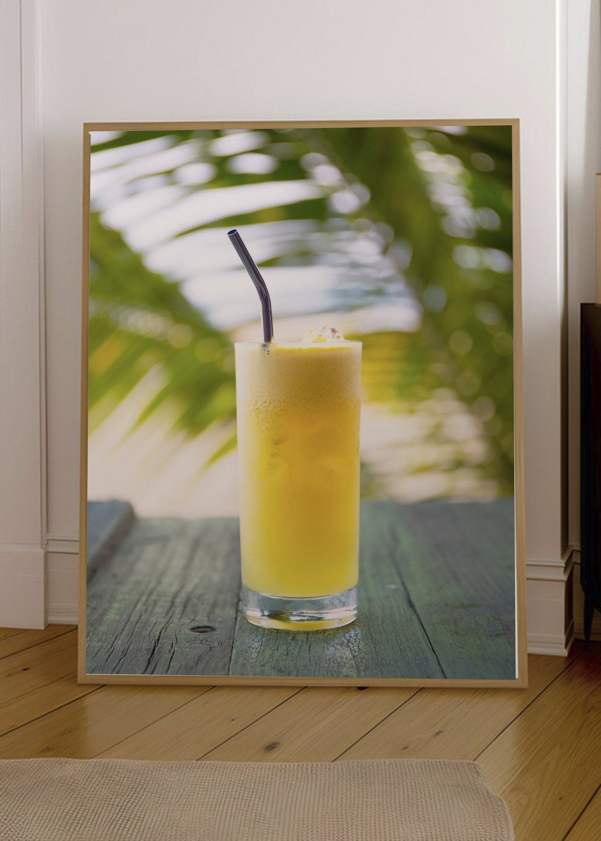 Cuadro Decorativo Playa, Jugo Amarillo Palmera