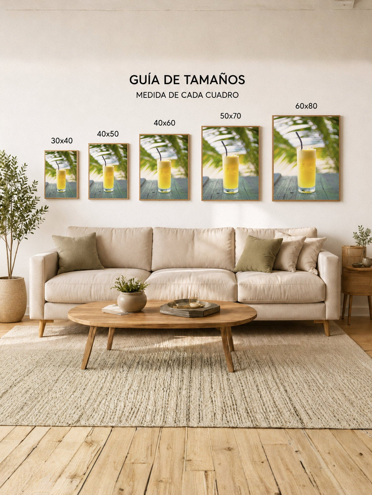 Cuadro Decorativo Playa, Jugo Amarillo Palmera