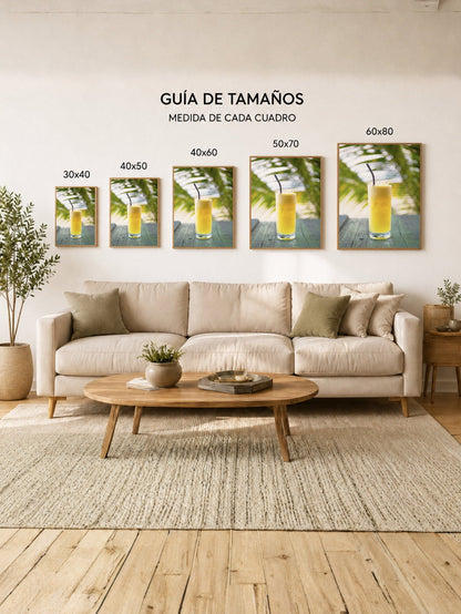 Cuadro Decorativo Playa, Jugo Amarillo Palmera