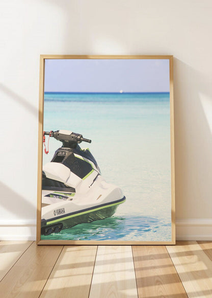 Cuadro Decorativo Playa, Moto Agua Celeste
