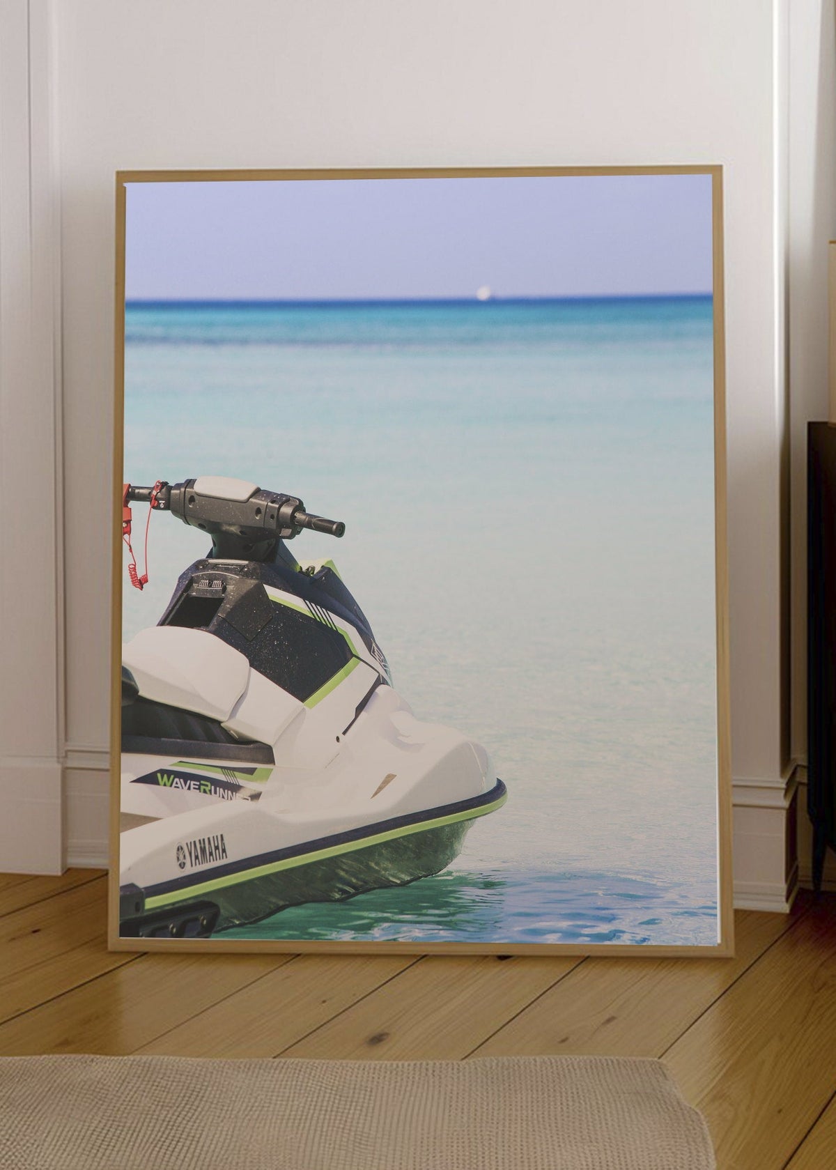 Cuadro Decorativo Playa, Moto Agua Celeste