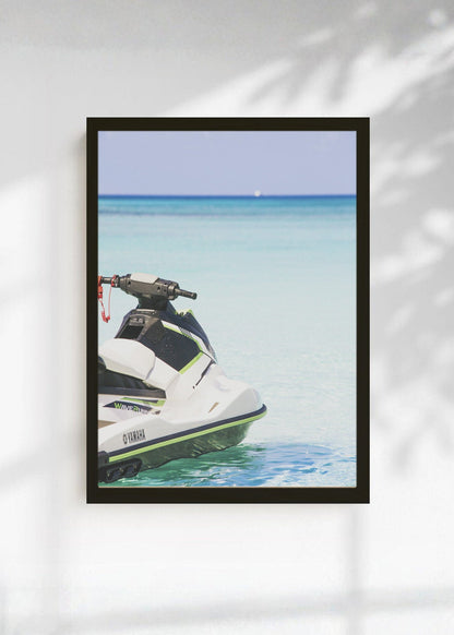 Cuadro Decorativo Playa, Moto Agua Celeste
