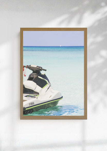 Cuadro Decorativo Playa, Moto Agua Celeste